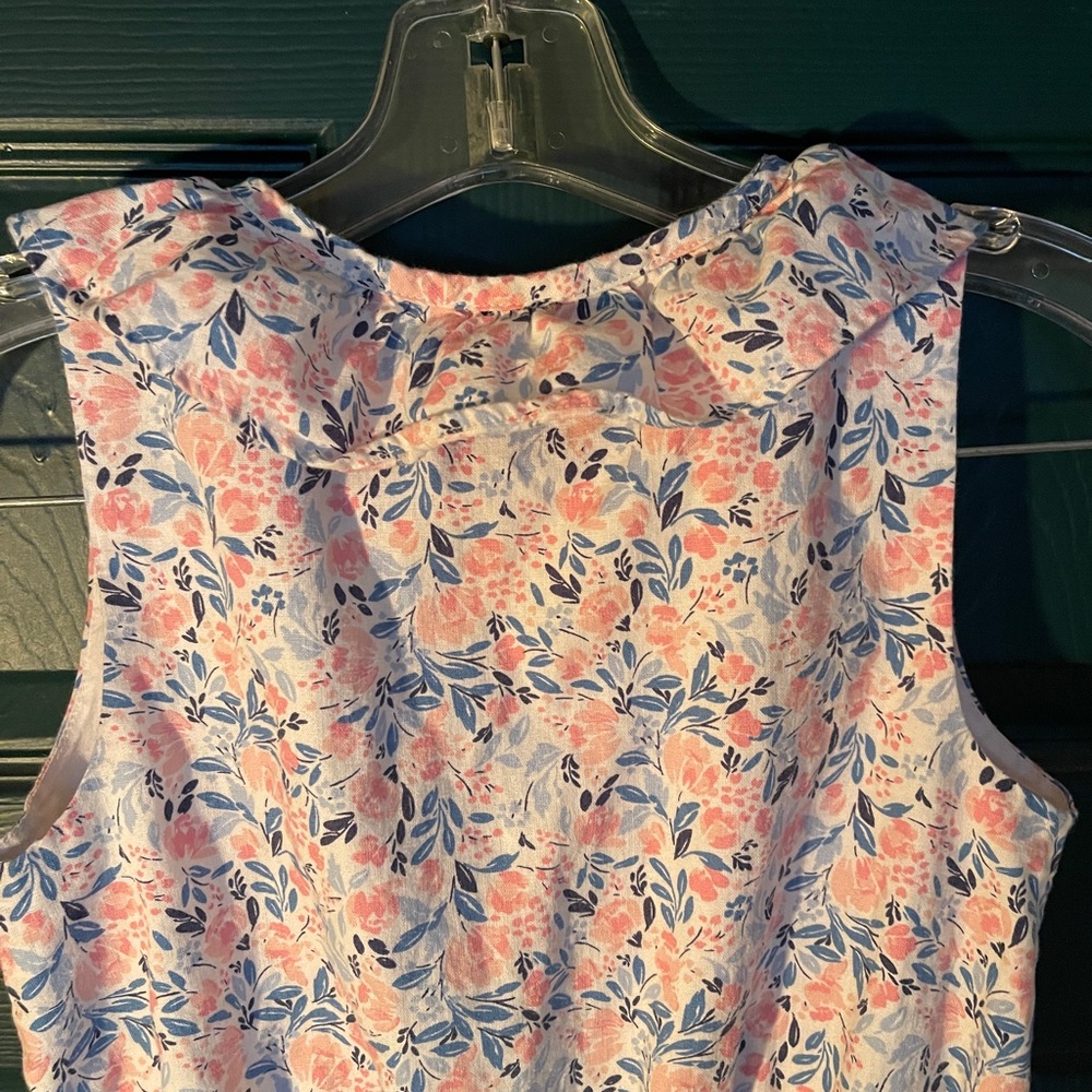 Pink Sleeveless Ruffled Blouse with Peter Pan Collar